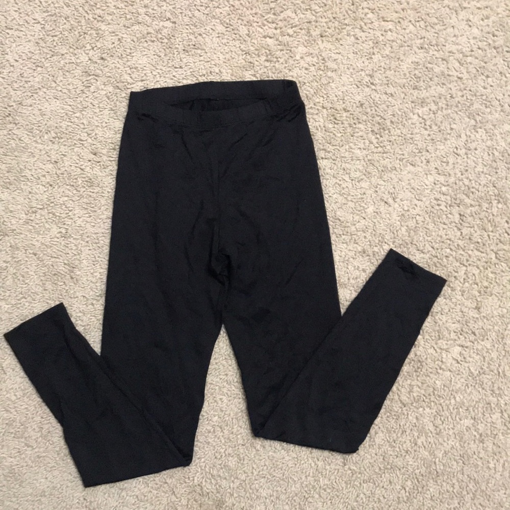 Motionwear black full length dance leggings, high waist size adult small